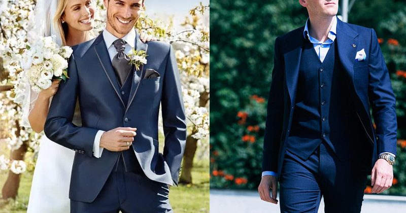 May vest cưới màu xanh Navy- màu sắc hot nhất 2018